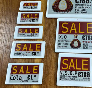 Etiqueta electrónica de precio para estanterías de 2.13 pulgadas, 2.66 pulgadas y 2.9 pulgadas con tinta electrónica (E Ink) para verdulerías, supermercados y comercios minoristas. - Product Image 1