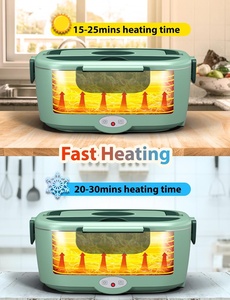 New Luxury 304 Stainless Steel Portable Water-free Electric Dual Tier 2-<b>Compartment</b> 220V Constant Temperature Heating <b>Lunch</b> <b>Box</b> - Product Image 5
