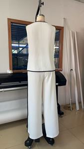 Conjuntos de 2 Piezas para <span class=keywords><strong>Mujer</strong></span>, Chaleco de <span class=keywords><strong>Lino</strong></span>, Pantalones Anchos, Trajes Casuales Elegantes - Product Image 6