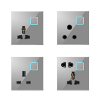 Panel de vidrio acrílico LangYeao, interruptor de reinicio táctil de pared estándar de la UE del Reino Unido e interruptores de luz de enchufe, enchufes integrados de 220V tipo 86 146