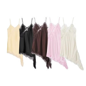 Robe d'été asymétrique sans manches en dentelle sexy pour femme, dos nu, coupe ajustée, mini-robe de soirée pour femme, vente en gros - Product Image 6