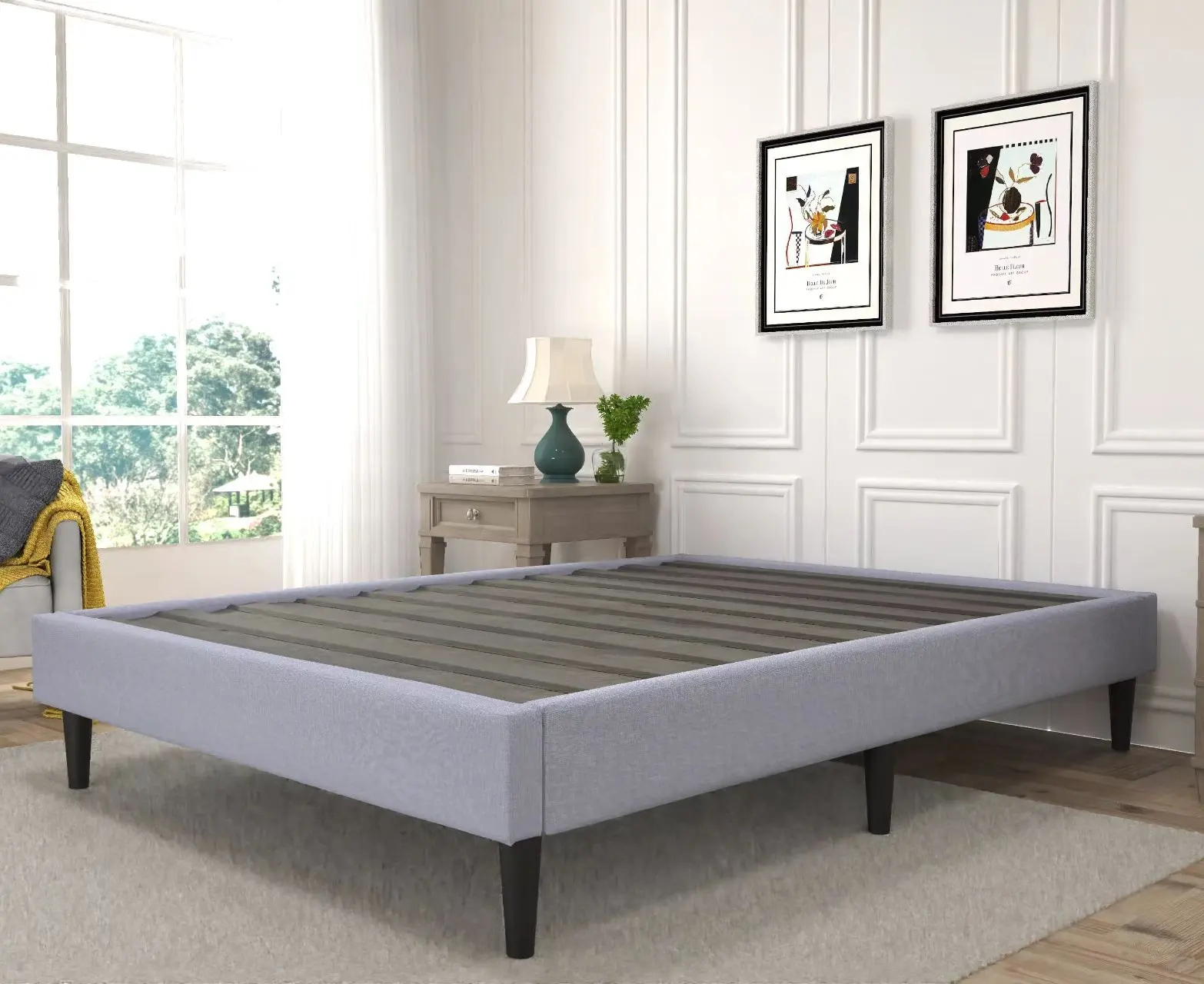 Design del letto a colori personalizzato nessuna molla della scatola necessaria in legno Queen Size e struttura del letto a piattaforma singola senza testiere