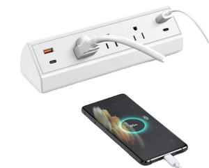 Tira de alimentación con abrazadera de escritorio, protector contra sobretensiones de montaje en escritorio, estación de carga rápida de 40W, 2 puertos USB C PD 20W, 3 salidas, borde de mesa - Product Image 1