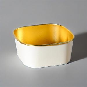 ถังปิดฝาสี่เหลี่ยมทำจากฟอยล์สีทองถังซุปขนมหวานชามสลัดกระดาษ - Product Image 1