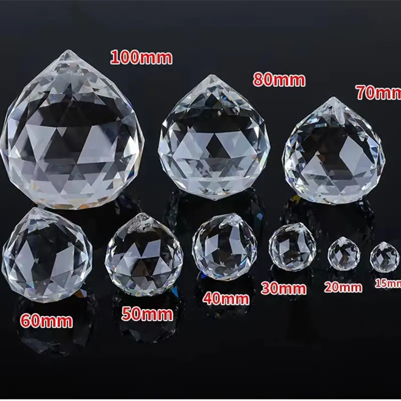 Wholesale Home Feng Shui Ornaments 40Mm 50Mm 60Mm Hanging Faceted Chandelier Lampwork Crystal Prism Ball