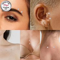 Piercing de Titanio para Clavícula y Tragus Vertical, Joyería 14G, Barra con Forma de Corazón, Rosca Interna, Anclaje Dérmico