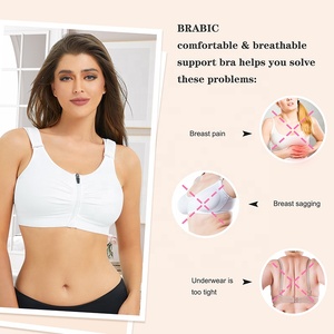 Adjustable Straps <strong>Zip</strong> <strong>Front</strong> Closure Wire Free No Pain Seamless Full Cup Post Surgery Mastectomy <strong>Bra</strong> for Women