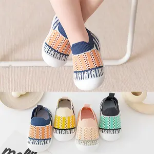 Sepatu anak Fashion uniseks bayi laki-laki dan perempuan Fly Knit kaus kaki musim panas sejuk dan ringan antiselip