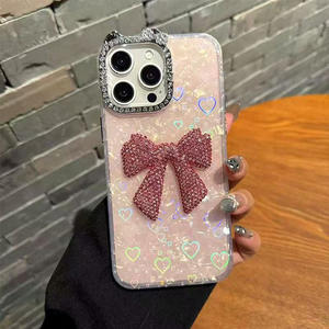 Funda para Teléfono Móvil con Purpurina y Diamantes, con Lazo Transparente, para iPhone 17 Pro Max, 15, 16 Plus, 14, 13 Pro, 12 Mini, 11, 7/8 Plus - Product Image 3