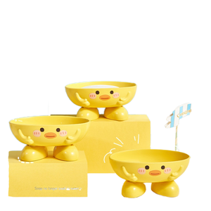 Small <b>Yellow</b> Cute Drain Eco-friendly Plastic Modern Soap Box Storage Rack for Children's Bathroom - Product Image 1