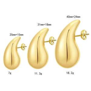 Pendiente de gota grueso chapado en oro de 18 quilates de acero inoxidable joyería impermeable - Product Image 1