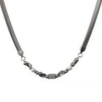 Collier de perles d'os de serpent en alliage d'étain Design patchwork irrégulier Chaîne de clavicule polyvalente pour cadeau hip-hop cool printemps/été