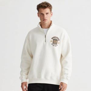<span class=keywords><strong>Pullover</strong></span> Plus Size 1/4 Meio Quarto <span class=keywords><strong>Zip</strong></span> up Camisola Fabricante Algodão Oversized Custom Zipper Mens Camisola 350 400 Gms - Product Image 2
