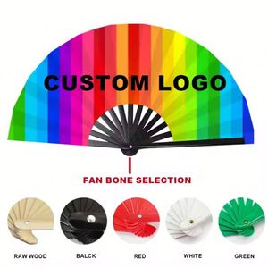 Abanicos Plegables Personalizados de 13 Pulgadas con Impresión de Bandera Nacional y Logotipo para Fiestas y Carnavales |   Abanicos de Bambú al por Mayor para Eventos y Promociones - Product Image 2