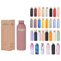 Bouteille d'eau thermos personnalisée logo bouteille d'eau en caoutchouc souple et mat isolée à la lavande en métal fiole thermos en acier inoxydable