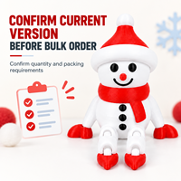 Figurine de bonhomme de neige articulée imprimée en 3D en gros, décoration de bureau rouge et blanche pour les fêtes