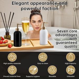 Bouteille en plastique vide pour gel douche, shampoing, cosmétiques, 100 ml, 250 ml, 300 ml, 500 ml, avec bouchon à disque pression doré ou argenté - Product Image 5