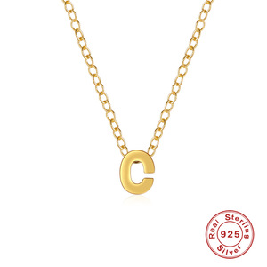 925 Pure <b>Silver</b> Polished <b>Initial</b> Name Letters Pendant <b>Necklace</b> Cross-border Choker Chain - Product Image 6