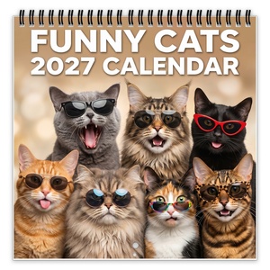 ปฏิทินติดผนังลายแมวตลก ปี 2027, สมุดวางแผนรายเดือนลายแมวขี้เล่นพร้อมคำบรรยายตลกขบขัน, ของขวัญสำหรับสัตว์เลี้ยงขายส่ง - Product Image 3