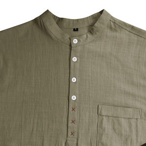 Camicia Hawaiana da Uomo Monopetto a Maniche Corte, Traspirante, con Colletto Rialzato, in Cotone-Lino, per <span class=keywords><strong>Vacanze</strong></span> Estive Giovanili - Product Image 4