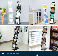 Présentoir de magazines A4 pliable au sol en métal acrylique Porte-brochures de magazines en métal