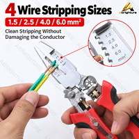 Pince à dénuder multifonctionnelle 16-en-1 CR-V avec testeur de tension numérique rechargeable pour couper, sertir et réparer