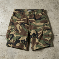 Shorts cargo pour homme personnalisés, respirants, camouflage woodland, avec cordon de serrage à la taille, multi-poches, coupe ample, polyester/coton, longueur genou