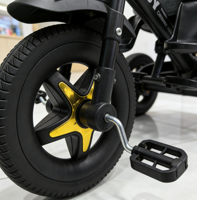 Tricycle bébé certifié CE 4-en-1, poussette multifonction à trois roues