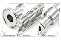 Tuyau flexible en acier inoxydable tressé de qualité alimentaire à raccord Tri-Clamp pour liquides/gaz dans les équipements alimentaires, de boissons et de brasserie