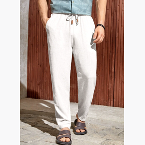 New Men's Cotton and <strong>Linen</strong> <strong>Pants</strong> Breathable Light Casual <strong>Pants</strong> Comfortable Straight <strong>Drawstring</strong> <strong>Pants</strong> Manufacturer Wholesale - Product Image 1