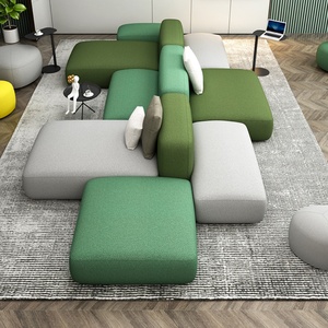 Modern <b>Square</b> Shaped <b>Combination</b> Modular Office Sofa Hotel Reception Hall Rest Fabric Sectional Sofa - Product Image 4