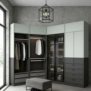 BALOM Armoire moderne sur mesure avec porte coulissante en verre, système d'armoire de rangement de luxe pour chambre à coucher, appartement et villa - Product Image 3