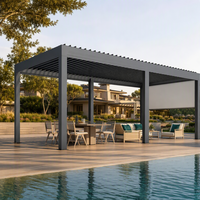 Pergola bioclimatique motorisée à lames orientables en aluminium avec capteur de pluie, éclairage RGB, revêtement poudré, résistante au vent et à l'eau, pour extérieur