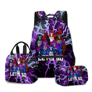 Estilo <span class=keywords><strong>de</strong></span> moda Nuevo juego Mochila <span class=keywords><strong>de</strong></span> <span class=keywords><strong>gorila</strong></span> <span class=keywords><strong>de</strong></span> dibujos animados con cierre <span class=keywords><strong>de</strong></span> cremallera Bolsa <span class=keywords><strong>de</strong></span> almuerzo <span class=keywords><strong>de</strong></span> poliéster impermeable y conjunto <span class=keywords><strong>de</strong></span> estuche <span class=keywords><strong>de</strong></span> lápices - Product Image 4