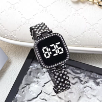 Jam Tangan Digital LED Sentuh Mewah 2026 Berbahan Paduan Logam dengan Hiasan Berlian, Desain Personal, Hadiah untuk Wanita