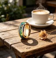 Bague en tungstène 8MM avec incrustation de coquille d'ormeau dorée pour homme, cadeau de festival, fiançailles, mariage, amoureux, ami