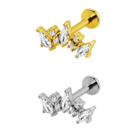 YW 8mm Acier Inoxydable Fileté Vintage Tulipe pour Enfants, Bijou de Piercing Labret à Dos Plat pour Cartilage, Tragus, Hélix