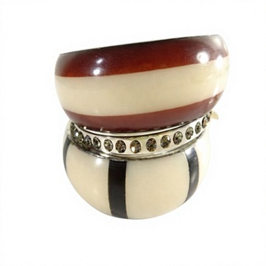 Bracelet tendance vintage en résine acrylique et laiton avec incrustation de strass en cristal, motif géométrique, bracelet de créateur unisexe, bracelet de mode pour femme - Product Image 4