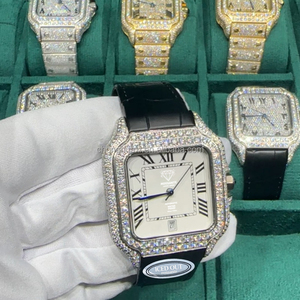 <span class=keywords><strong>Orologio</strong></span> Hip Hop con <span class=keywords><strong>Cinturino</strong></span> in <span class=keywords><strong>Pelle</strong></span> e Lunetta in Moissanite per Uomo, Impermeabile, con Diamanti, Meccanico <span class=keywords><strong>Automatico</strong></span> Fatto a Mano - Product Image 1