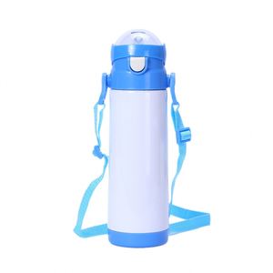 Gourde isotherme portable pour enfants en acier inoxydable 304 à double paroi, avec couvercle à ouverture rapide et paille, pour sublimation transfrontalière - Product Image 1