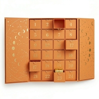 Boîte de rangement rigide haut de gamme personnalisée avec impression de marque, Calendrier de l'Avent 24 tiroirs Phases de Lune Dorées, Cadeau de luxe pour parfums et bijoux