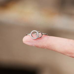 Anillo <span class=keywords><strong>Doble</strong></span> Entrelazado de Cobre con Baño de Plata y Oro Rosa, Estilo Moderno y Lujoso, con Diamantes, para Mujer, Regalo - Product Image 4