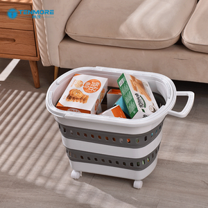 <span class=keywords><strong>Panier</strong></span> pliable en plastique avec roulettes et poignée amovible, <span class=keywords><strong>panier</strong></span> de rangement ventilé, organisateur de rangement pliable pour la maison - Product Image 1