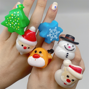 Hot Selling <b>LED</b> Finger <b>Lights</b> <b>Light</b> up Toys Snowman Snowflake Santa <b>Tree</b> Elk Ring Christmas Gift Ring Party Children's Toys - Product Image 1
