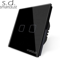 Smartdust Moderne 2 Gang 2 Way Touch Mur Escalier Interrupteur Smart Home Intrus Lumière Panneau de Verre Cross Switch avec 10A Max. Current