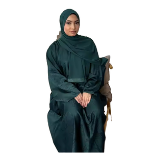 Femmes nouveau 2025 fermé Abaya robe musulmane Satin Polyester tissu long vêtements islamiques Anti-rétrécissement printemps/été correspondant Hijab - Product Image 4