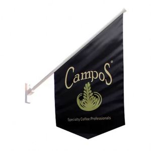 ธงแขวนโฆษณากลางแจ้งแบบกำหนดเอง พร้อมเสาอลูมิเนียมติดผนัง ธงติดผนังแบบกำหนดเอง - Product Image 3