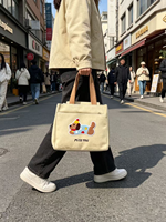 Sac fourre-tout en toile brodé motif chiot de dessin animé, prêt à être expédié, multi-poches, sac à main portable, organisateur de rangement pour les voyages quotidiens