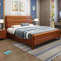 Lit à sommier électrique contemporain classique en bois massif sculpté à la main, taille King, avec design chinois, mobilier de chambre moderne