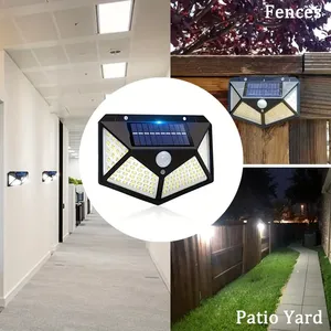 Luces Solares para Jardín Exterior, 100 <span class=keywords><strong>LED</strong></span>, 3 Modos de Iluminación, <span class=keywords><strong>Sensor</strong></span> de Movimiento, IP65 Impermeable, Lámpara de Pared Solar - Product Image 6